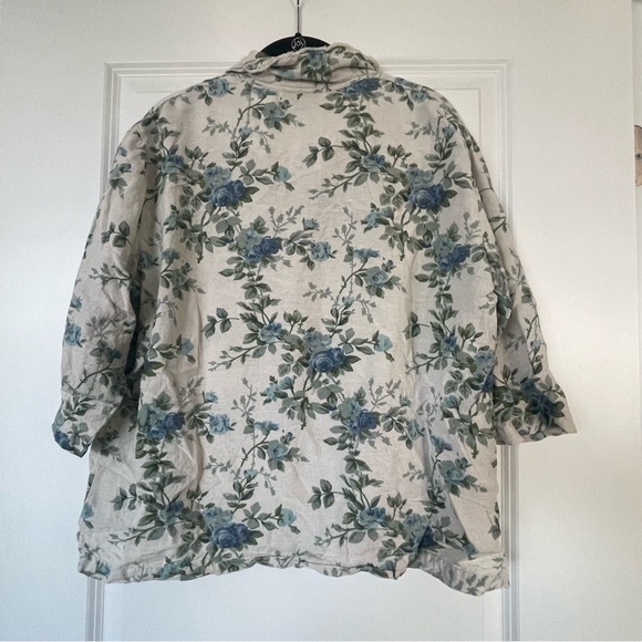Vintage blue floral button up top size Xl / garden party, grandma floral - Picture 2 of 7